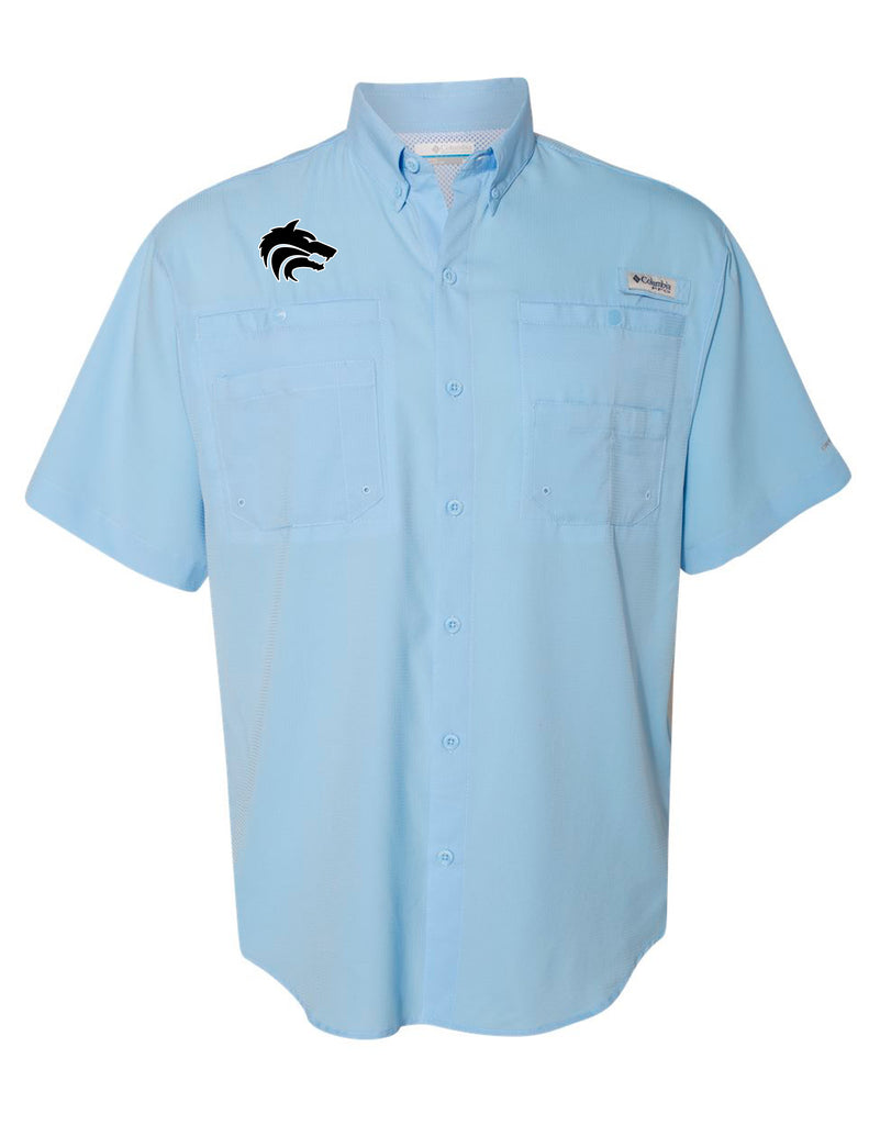 Plano West Columbia Sail Blue Fishing Shirt with Embroidered Logo
