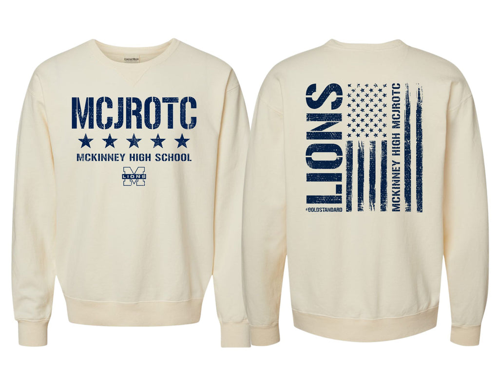 McKinney High JROTC Comfort Wash Parchment Flag Crewneck Sweatshirt