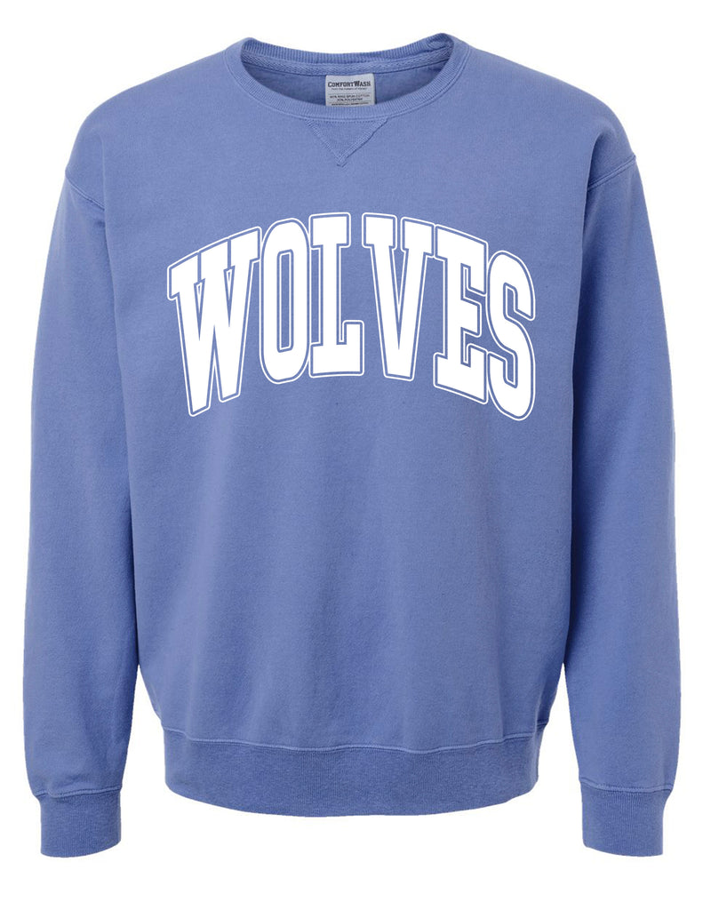 Plano West Cheer Comfort Wash Frontier Blue Oversized Print Crewneck Sweatshirt