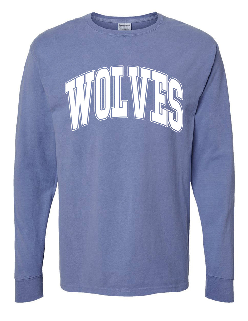 Plano West Cheer Comfort Wash Frontier Blue Oversized Print Long Sleeve Tee