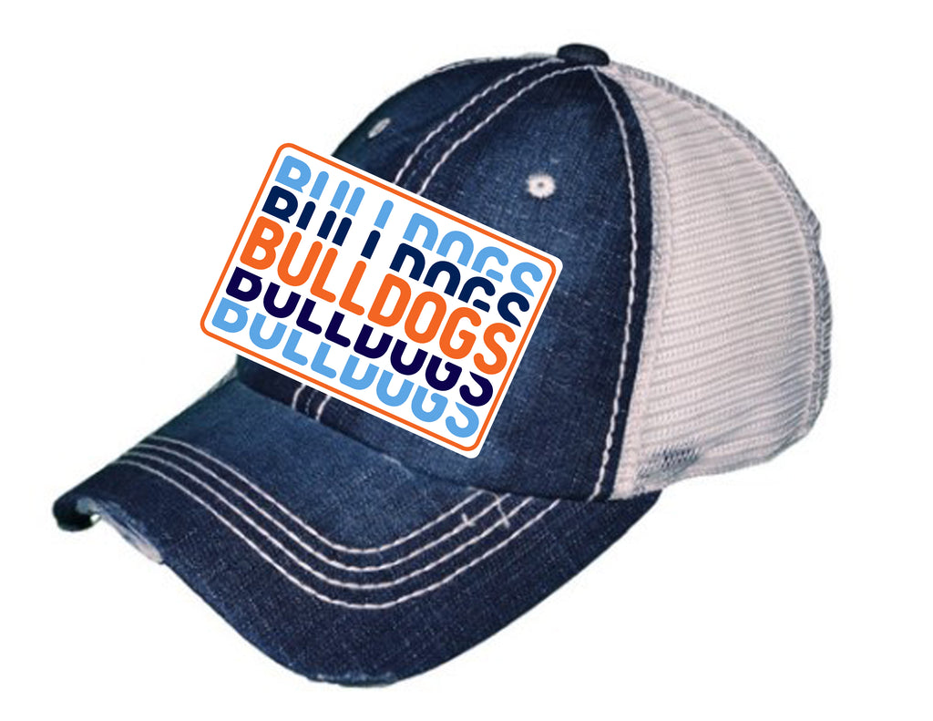 North Cheer Denim and White Distressed Vintage Style Patch Hat