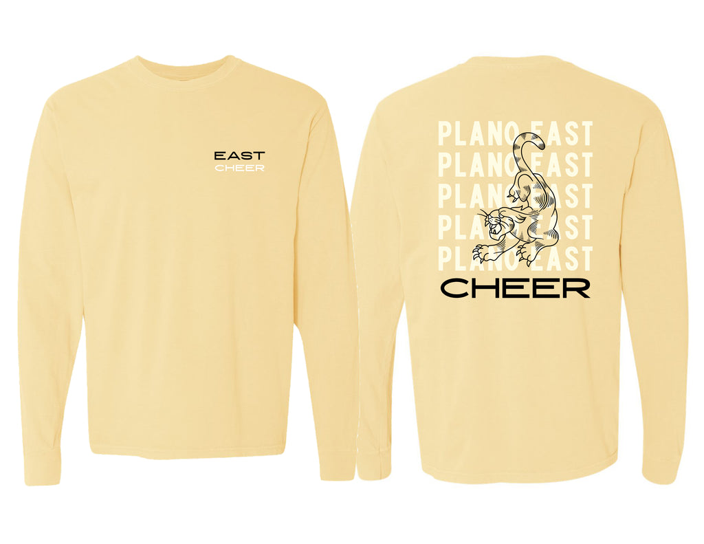 Plano East Cheer Butter Comfort Colors Panther Long Sleeve Tee