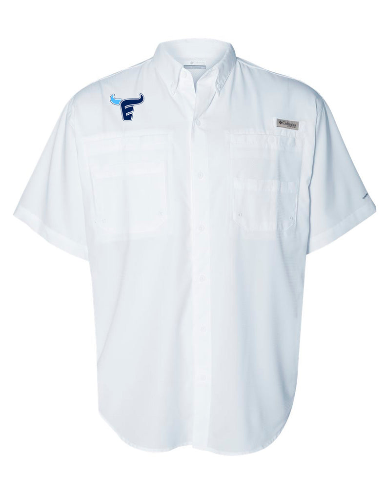 Emerson Cheer White Columbia Fishing Shirt with Logo