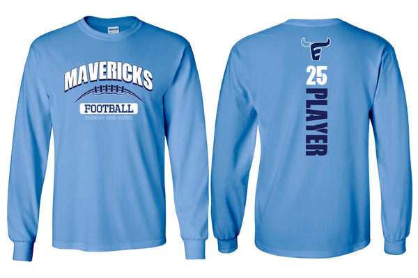 Emerson Football Carolina Mavericks Long Sleeve Tee with Personalization Option