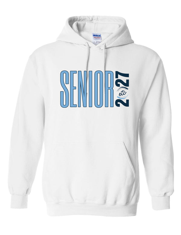 Emerson Theater Seniors Block Print Gildan White Hoodie