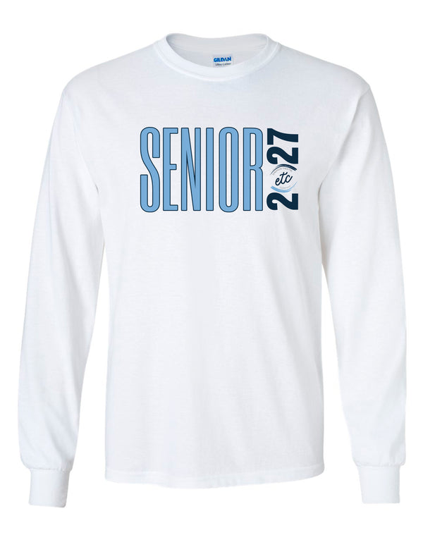 Emerson Theater Seniors Block Print Gildan White Longsleeve Tee