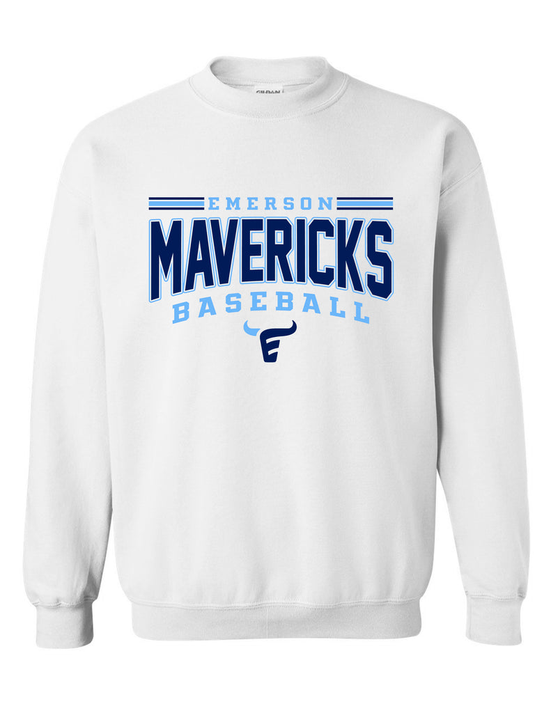 Emerson Baseball Mavericks Arch White Gildan Crewneck
