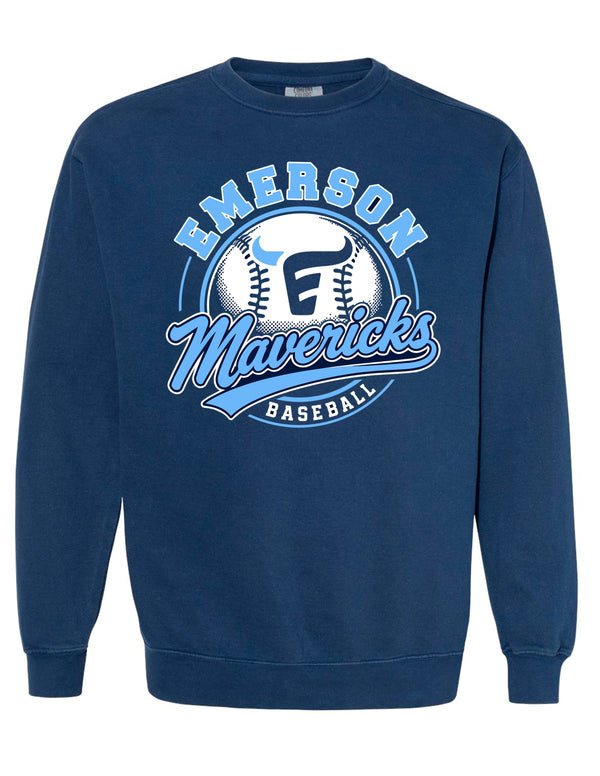 Emerson Baseball Ball Navy Comfort Colors Crewneck