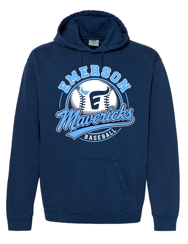 Emerson Baseball Ball Navy Comfort Colors Hoodie