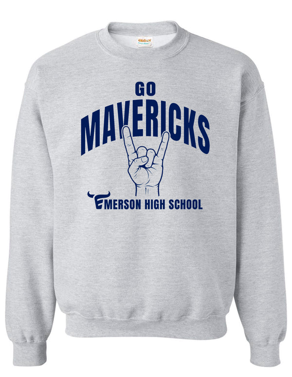 Emerson Baseball Horns Signal Ash Gray Gildan Crewneck