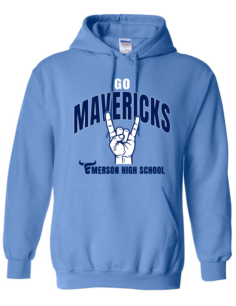 Emerson Baseball Horns Signal Carolina Blue Gildan Hoodie