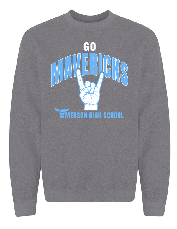 Emerson Baseball Horns Signal Graphite Heather Gildan Crewneck