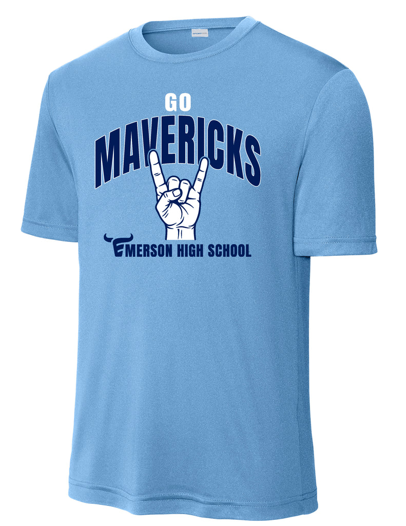 Emerson Baseball Horns Signal Carolina Blue Sports Tek DriFit Tee