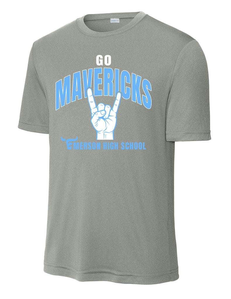 Emerson Baseball Horns Signal Grey Concrete Sports Tek DriFit Tee