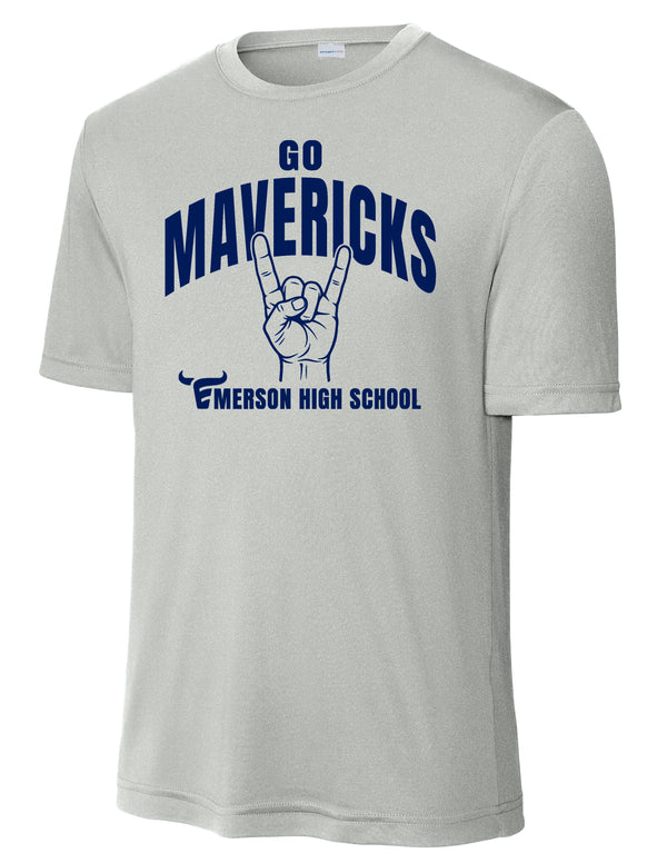 Emerson Baseball Horns Signal Ash Gray Sports Tek DriFit Tee