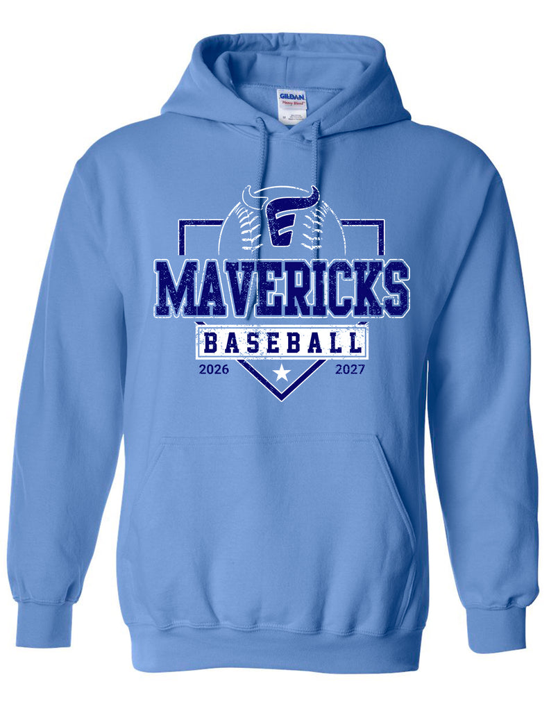 Emerson Baseball Mavericks Distressed Carolina Blue Gildan Hoodie