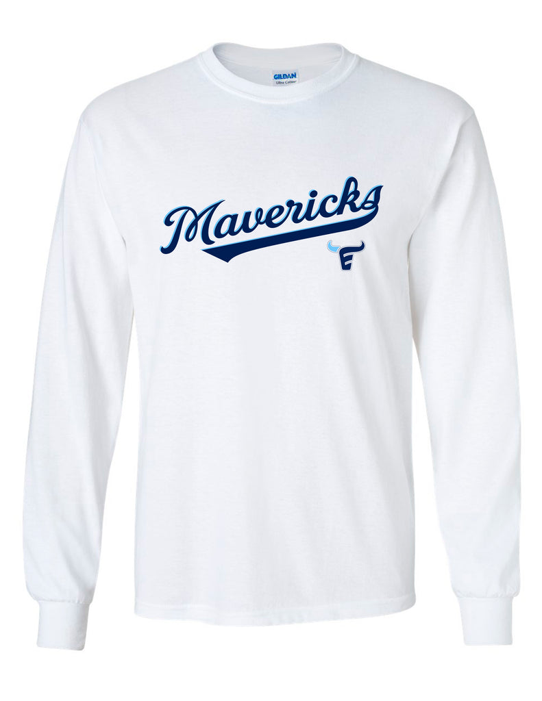 Emerson Baseball Sports Script White Gildan Long Sleeve Tee