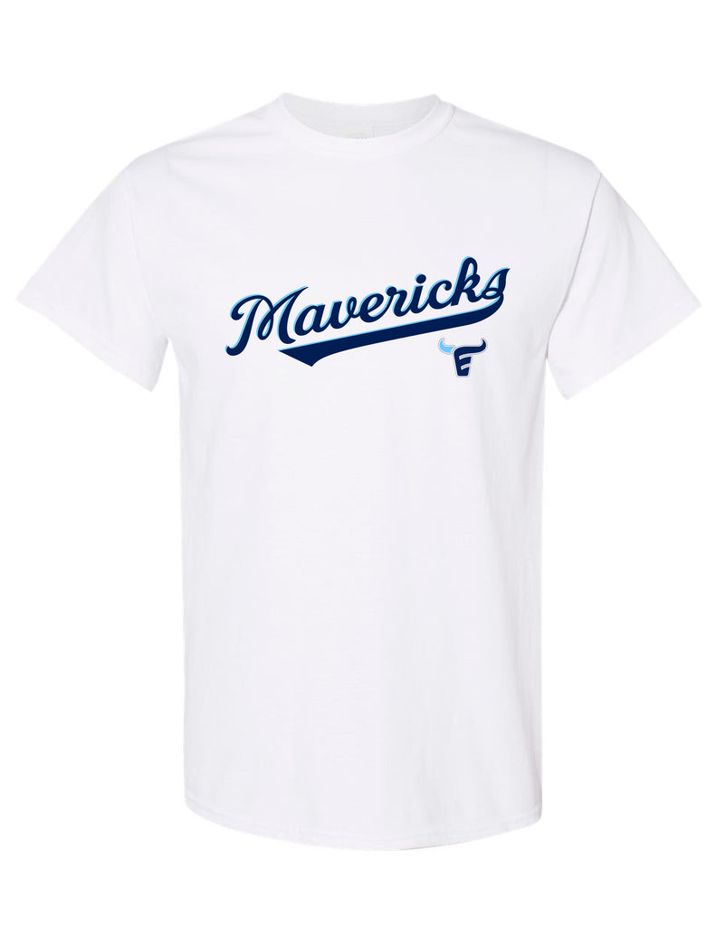 Emerson Baseball Sports Script White Gildan Tee