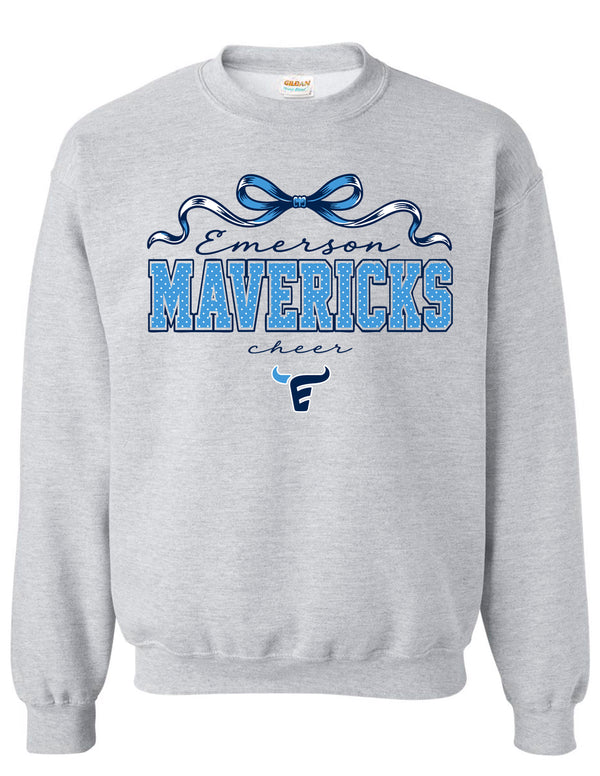 Emerson Cheer Bow & Dots Ash Gray Gildan Crewneck