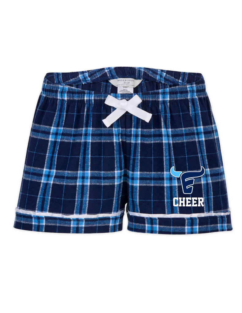 Emerson Cheer Boxercraft Women's Flannel Pajama Shorts with Embroidery
