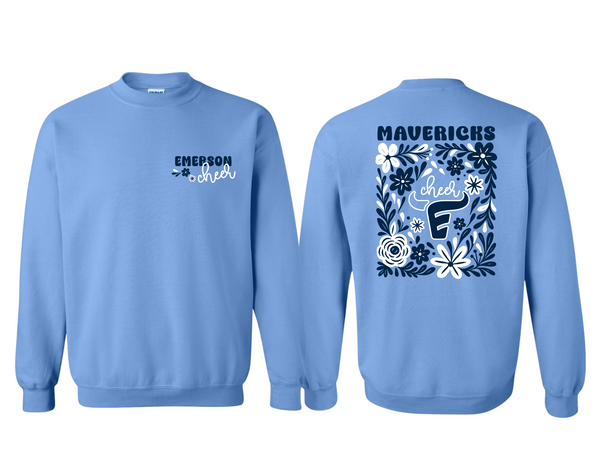 Emerson Cheer Carolina Retro Floral Design Crewneck Sweatshirt