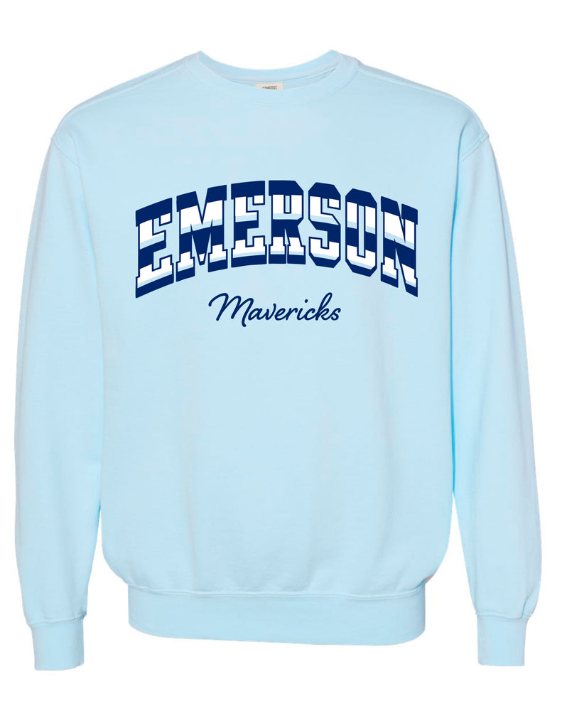 Emerson Cheer Color Block Stripe Chambray Comfort Colors Crewneck