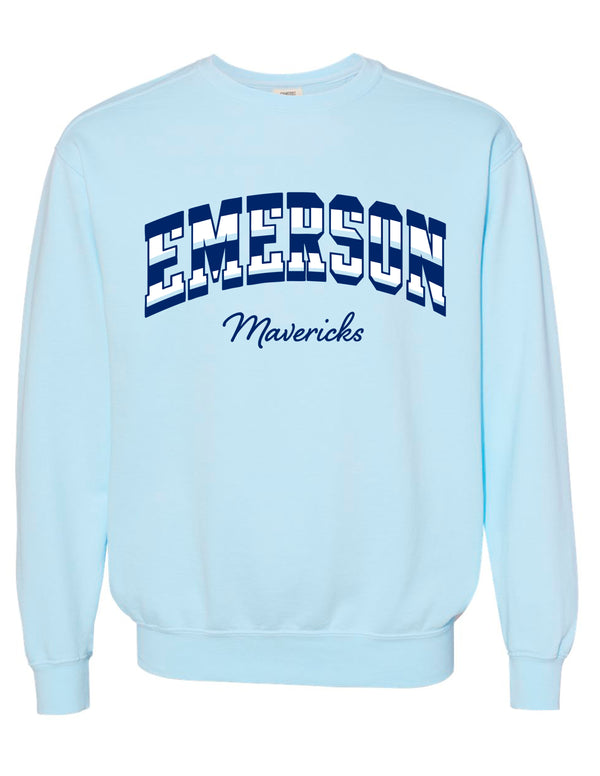 Emerson Cheer Color Block Stripe Chambray Comfort Colors Crewneck