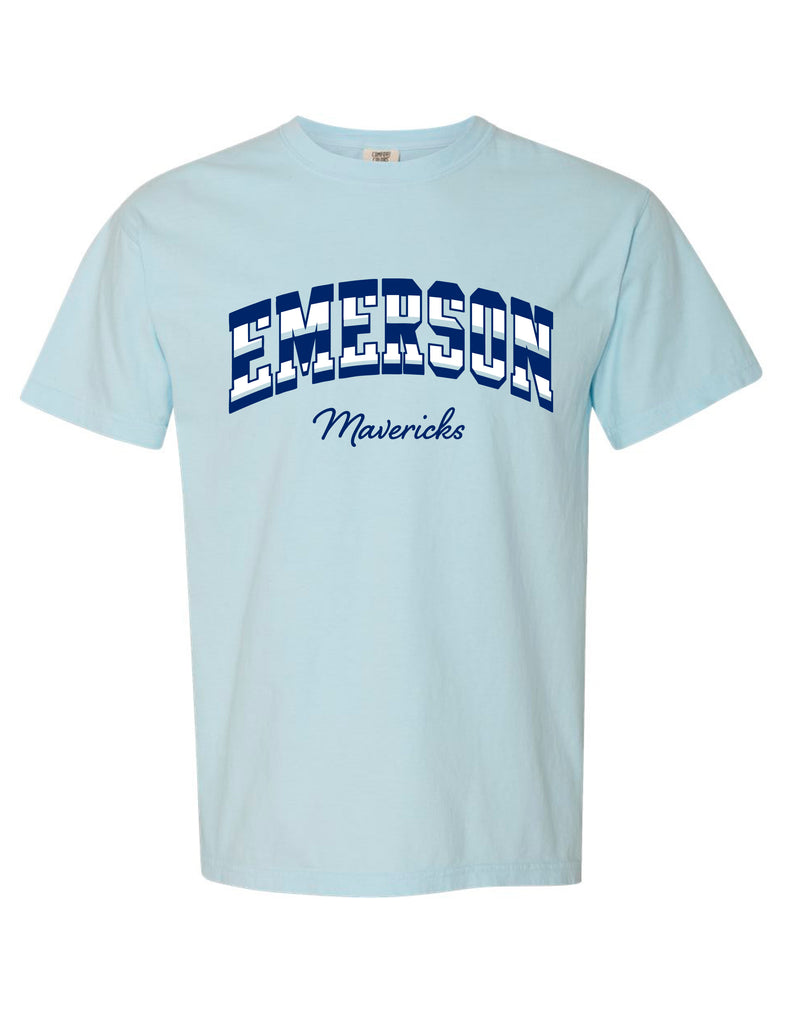 Emerson Cheer Color Block Stripe Chambray Comfort Colors Tee