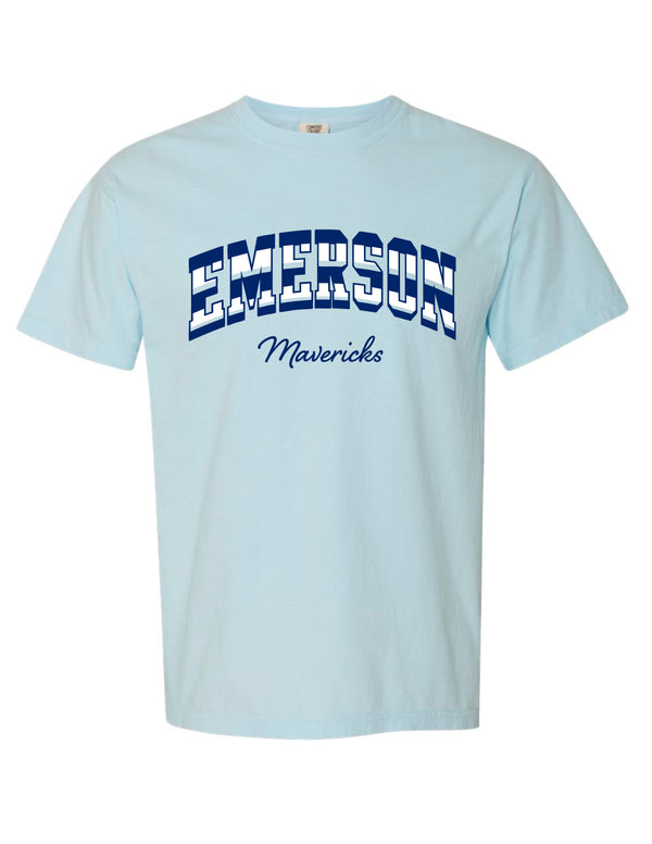 Emerson Cheer Color Block Stripe Chambray Comfort Colors Tee