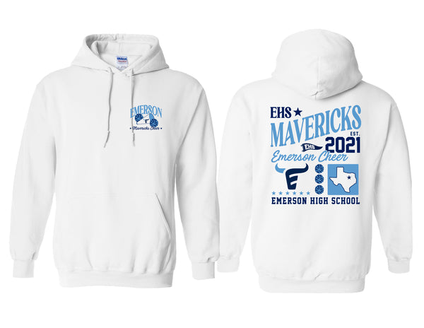 Emerson Cheer Mixed Frocket White Gildan Hoodie