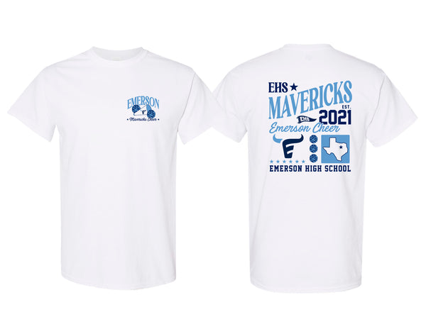 Emerson Cheer Mixed Frocket White Gildan Tee