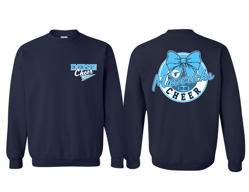 Emerson Cheer Navy Circle Bow Design Crewneck Sweatshirt