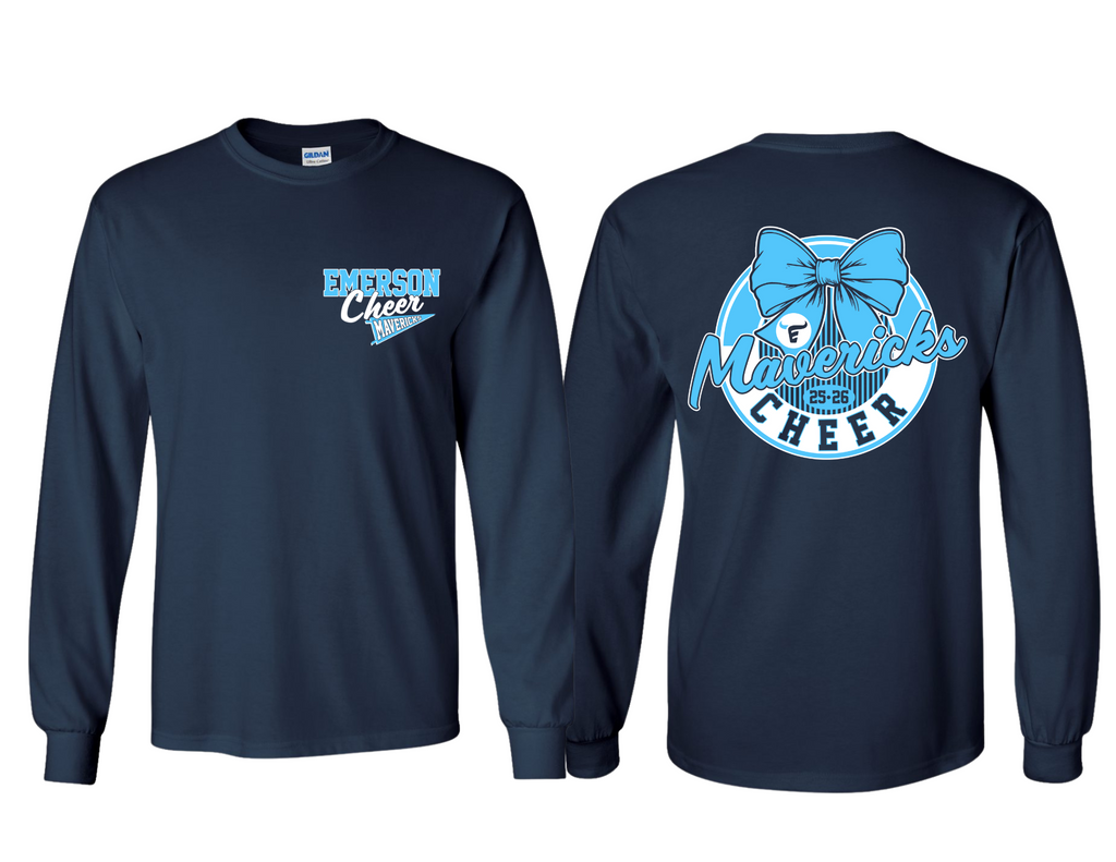 Emerson Cheer Navy Circle Bow Design LS Tee