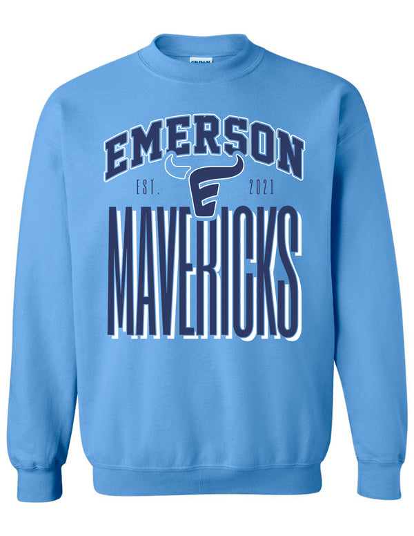 Emerson Cheer Tall Mavericks Gildan Carolina Blue Crewneck