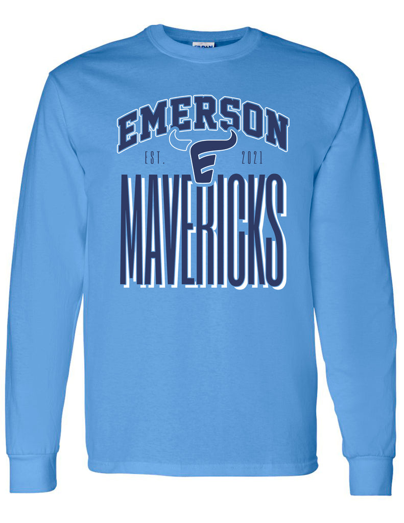 Emerson Cheer Tall Mavericks Gildan Carolina Blue Long Sleeve Tee