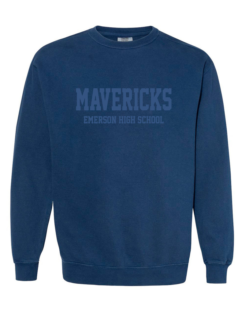 Emerson Cheer Tone on Tone Embroidered Comfort Colors Navy Crewneck Sweatshirt