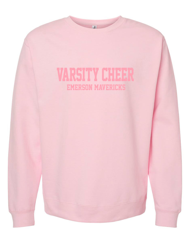 Emerson Cheer VARSITY Tone on Tone Embroidered Independent Light Pink Crewneck Sweatshirt