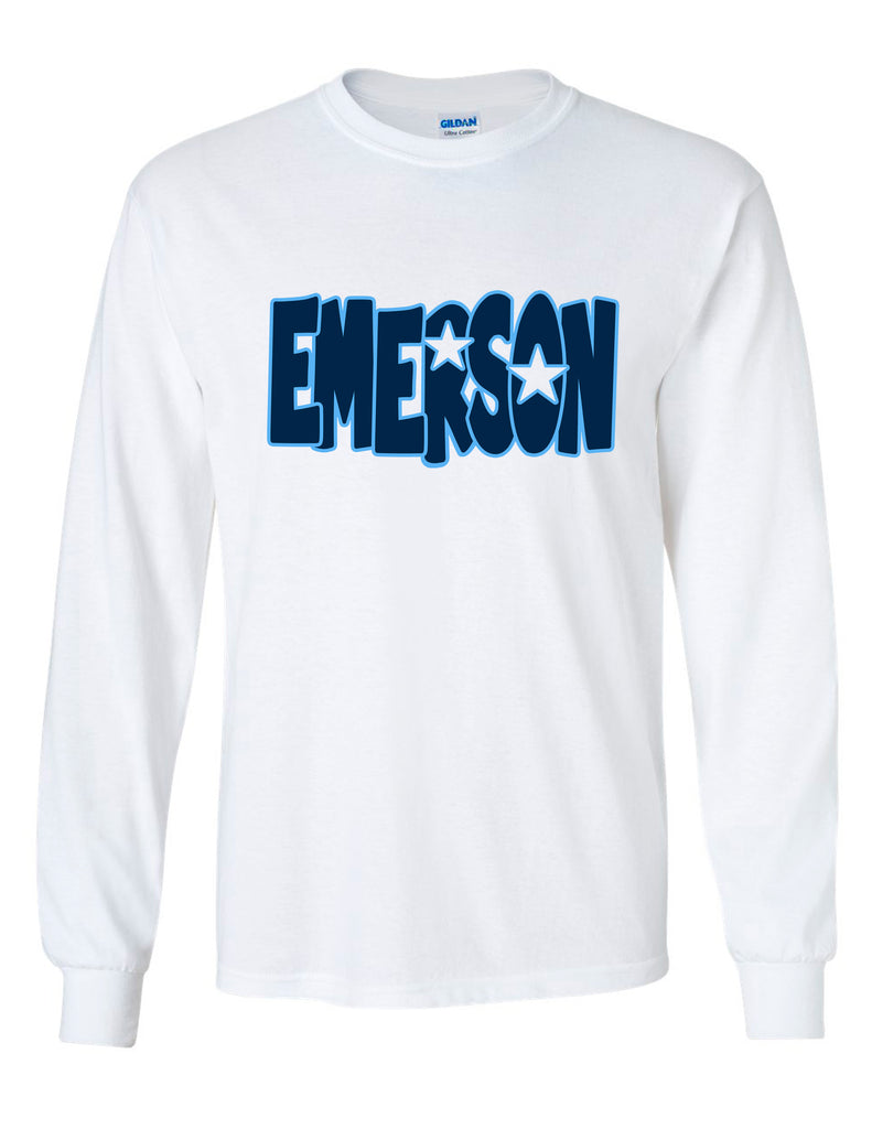 Emerson Cheer White Comic Star Design LS Tee
