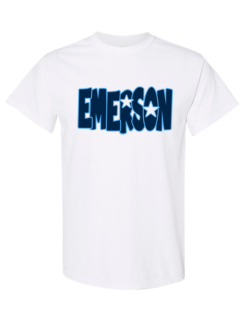 Emerson Cheer White Comic Star Design SS Tee