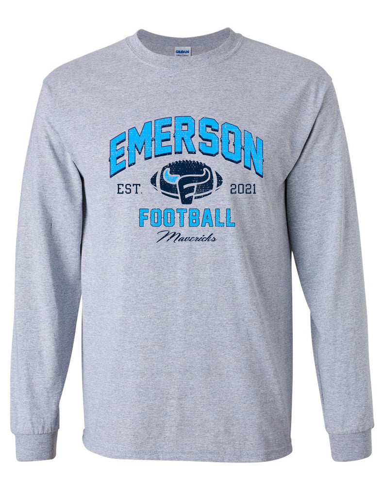 Emerson Football Sports Gray EMERSON FOOTBALL Design Long Sleeve Tee