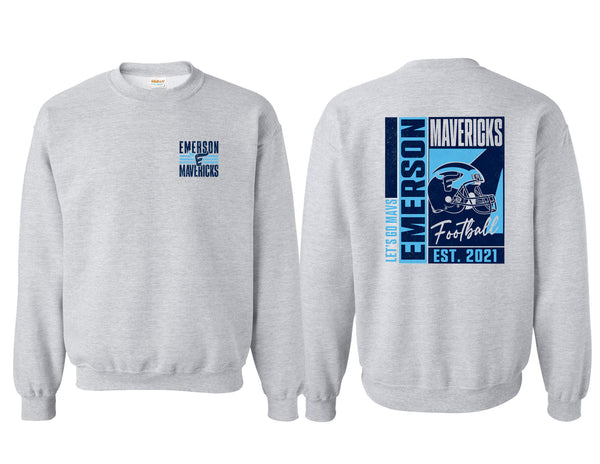 Emerson Football Color Block Frocket Ash Gray Crewneck
