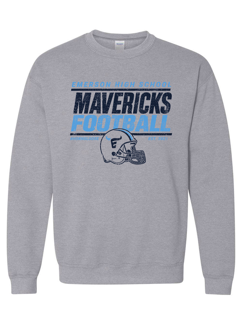 Emerson Football Helmet Gildan Sports Gray Crewneck