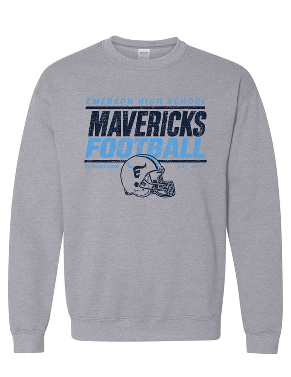 Emerson Football Helmet Gildan Sports Gray Crewneck