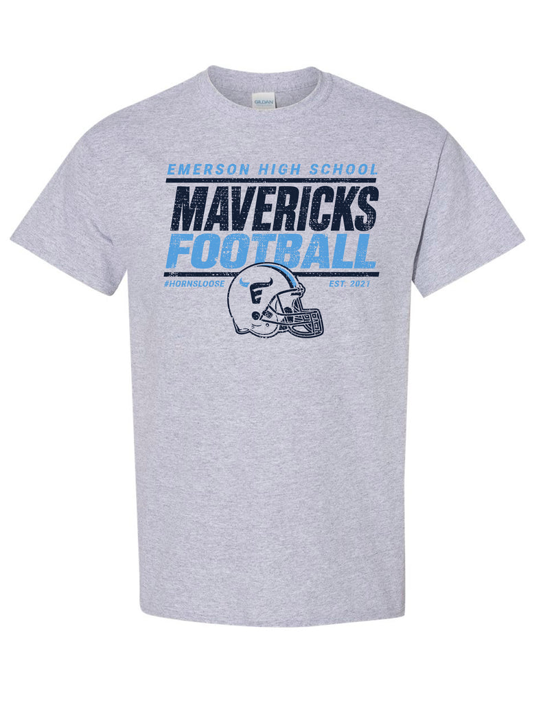 Emerson Football Helmet Gildan Sports Gray Tee