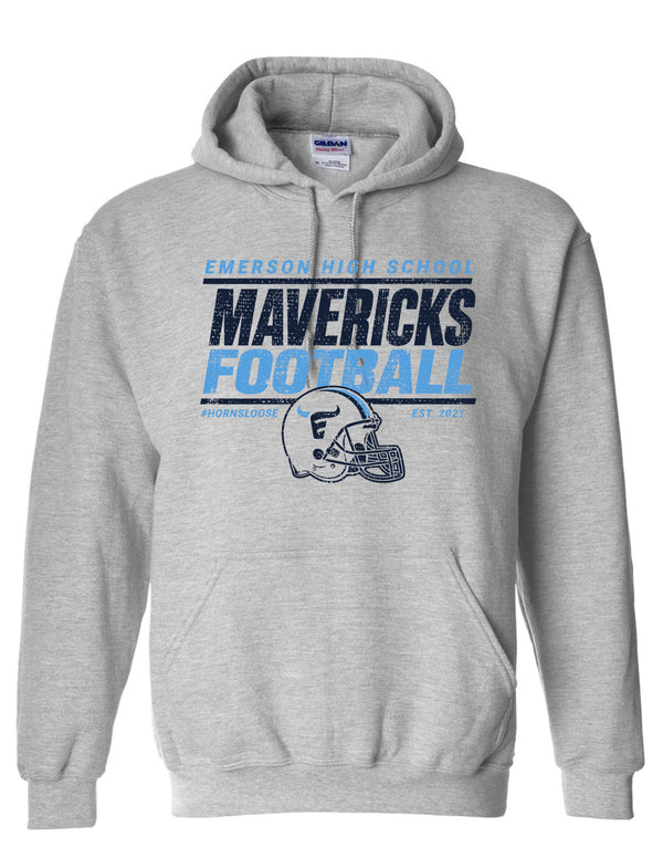 Emerson Football Helmet Gildan Sports Gray Hoodie