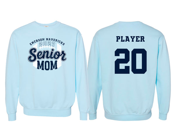Emerson Football Senior Mom Comfort Colors Chambray Crewneck with Personalization