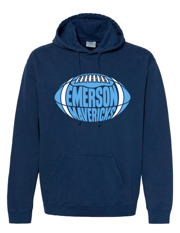 Emerson Football Shape Navy Gildan Hoodie
