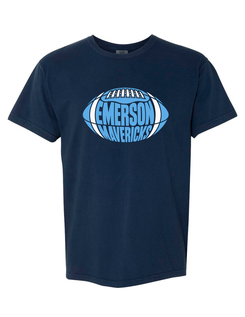 Emerson Football Shape Navy Gildan Tee