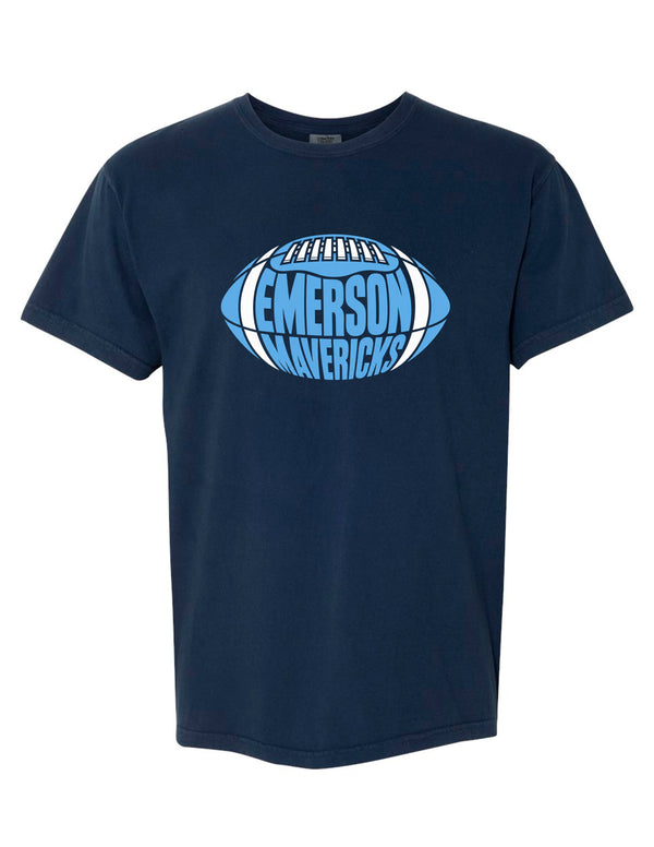 Emerson Football Shape Navy Gildan Tee