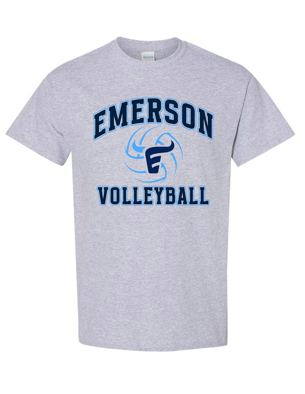 Emerson Volleyball Sport Gray Ball & Logo Design Tee